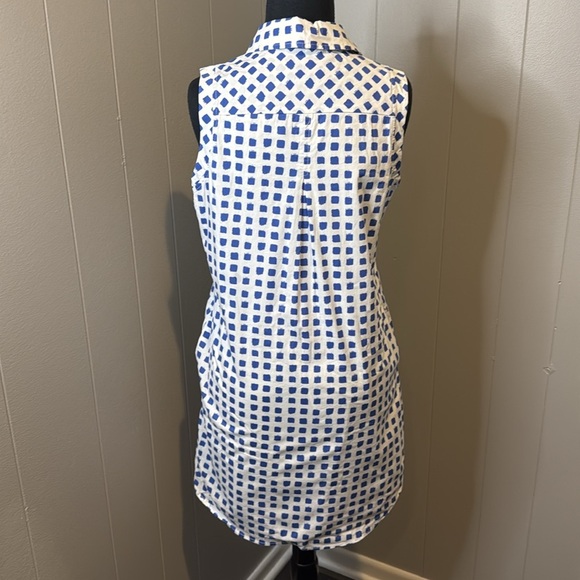 Vineyard Vines Women’s 2 Collared Sleeveless Midi Dress Square Pattern Button - Picture 5 of 8